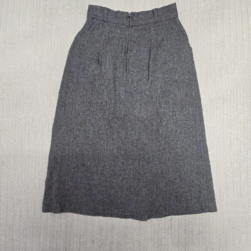 Vintage College Town Skirt Juniors 5/6 Gray Wool Tweed A Line Midi Lined Pleated